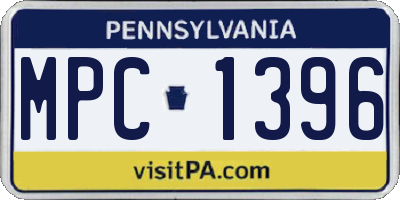 PA license plate MPC1396