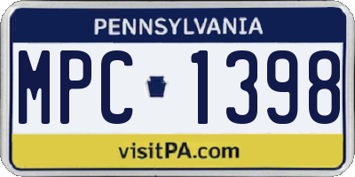 PA license plate MPC1398