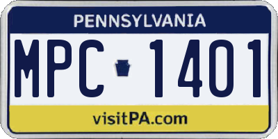 PA license plate MPC1401