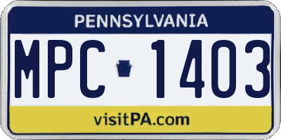 PA license plate MPC1403