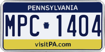 PA license plate MPC1404
