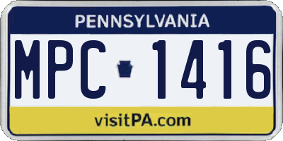 PA license plate MPC1416