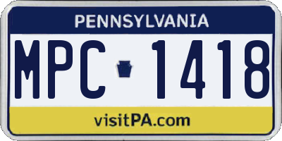 PA license plate MPC1418