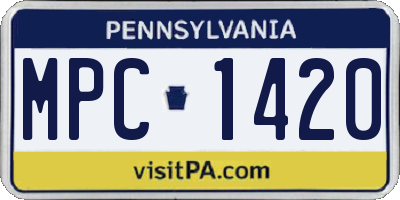PA license plate MPC1420