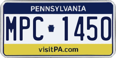 PA license plate MPC1450