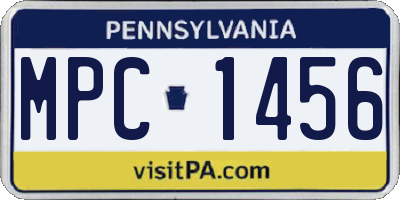 PA license plate MPC1456
