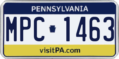 PA license plate MPC1463