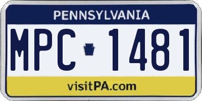 PA license plate MPC1481