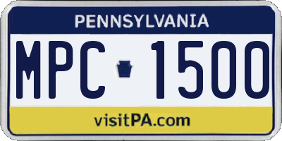 PA license plate MPC1500