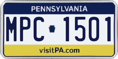 PA license plate MPC1501