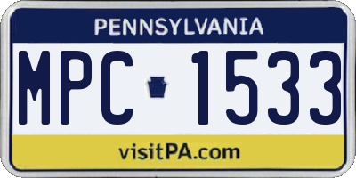PA license plate MPC1533