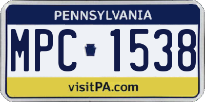 PA license plate MPC1538