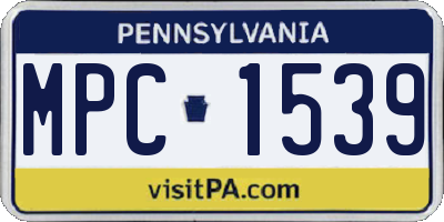 PA license plate MPC1539