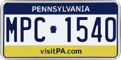 PA license plate MPC1540