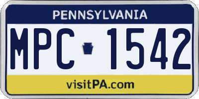 PA license plate MPC1542