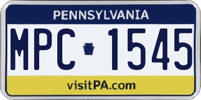 PA license plate MPC1545