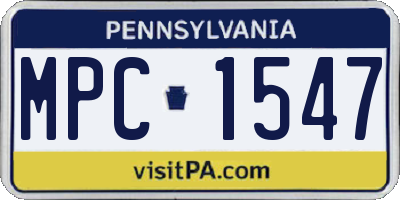 PA license plate MPC1547
