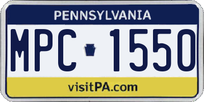 PA license plate MPC1550