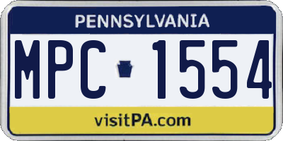 PA license plate MPC1554