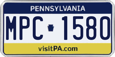 PA license plate MPC1580