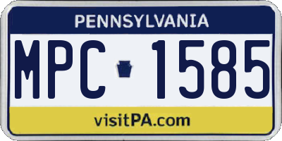 PA license plate MPC1585