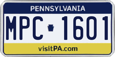 PA license plate MPC1601