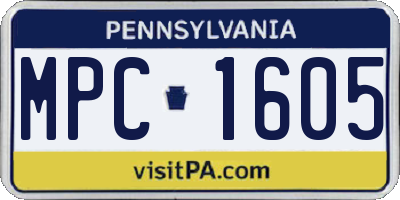 PA license plate MPC1605