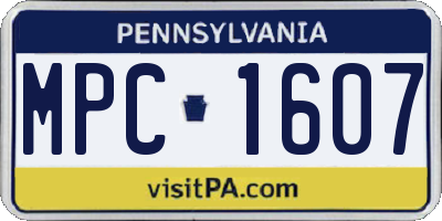 PA license plate MPC1607