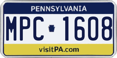 PA license plate MPC1608