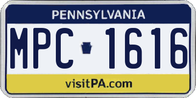 PA license plate MPC1616