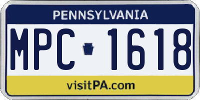 PA license plate MPC1618