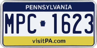 PA license plate MPC1623