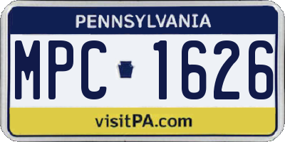 PA license plate MPC1626