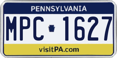 PA license plate MPC1627