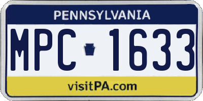 PA license plate MPC1633