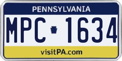 PA license plate MPC1634