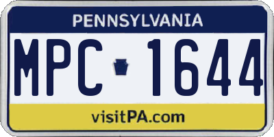 PA license plate MPC1644
