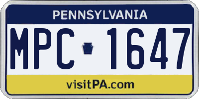 PA license plate MPC1647