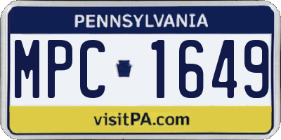 PA license plate MPC1649