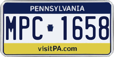 PA license plate MPC1658