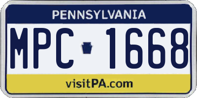 PA license plate MPC1668