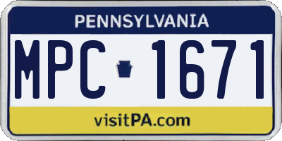 PA license plate MPC1671