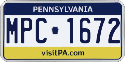 PA license plate MPC1672