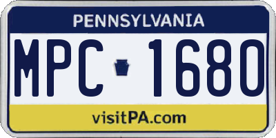 PA license plate MPC1680