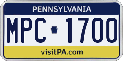PA license plate MPC1700