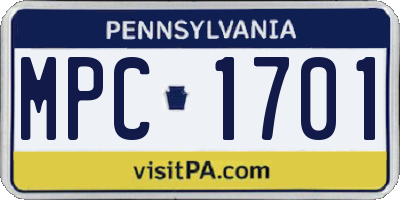 PA license plate MPC1701