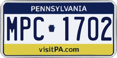 PA license plate MPC1702
