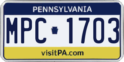 PA license plate MPC1703
