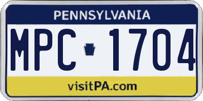 PA license plate MPC1704