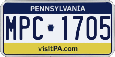 PA license plate MPC1705